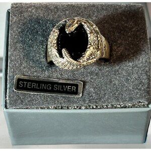 Carolyn Pollack Sterling Silver Black Onyx Snake Serpent Ring Size 12